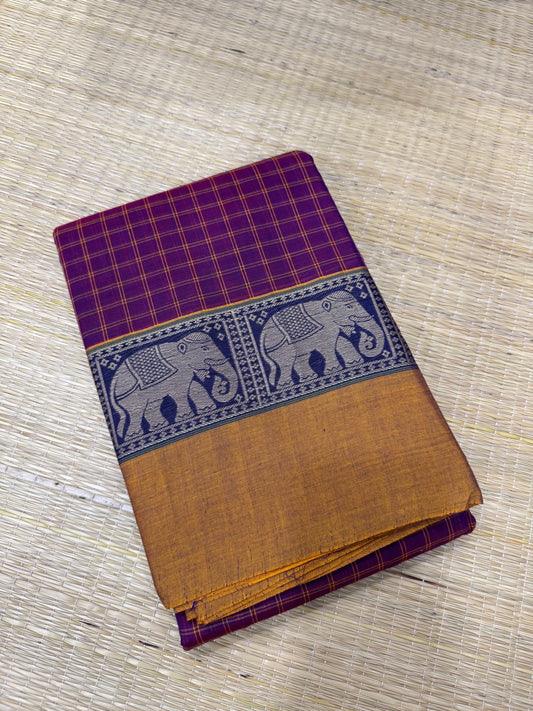 Narayanpet soft cottons | kattam x Yaanai thread border | manjenta X Manjal