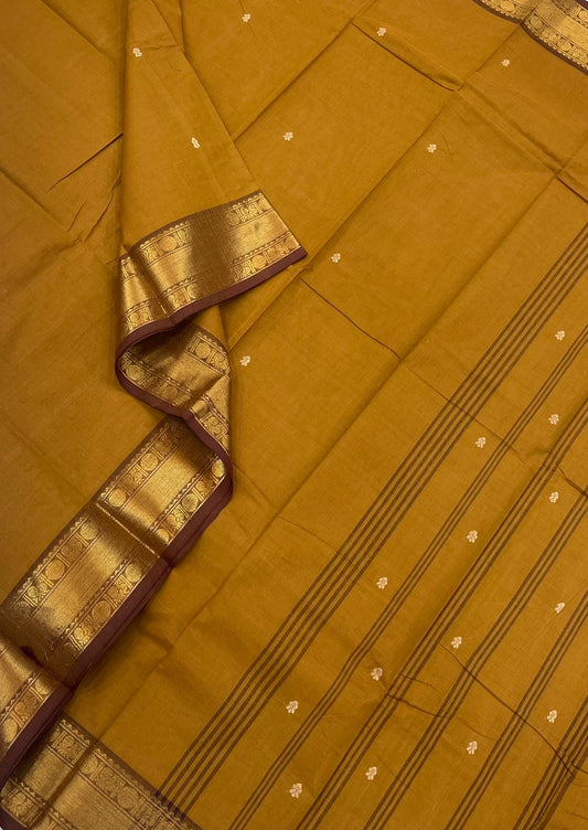 Kanchi soft cotton | mustard | Zari border