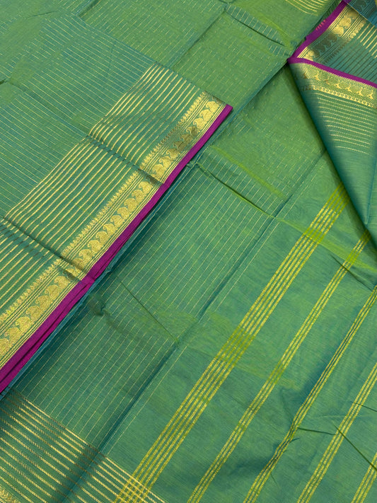 Kanchi soft cotton | teal green X vadamalli | oosivanam Zari