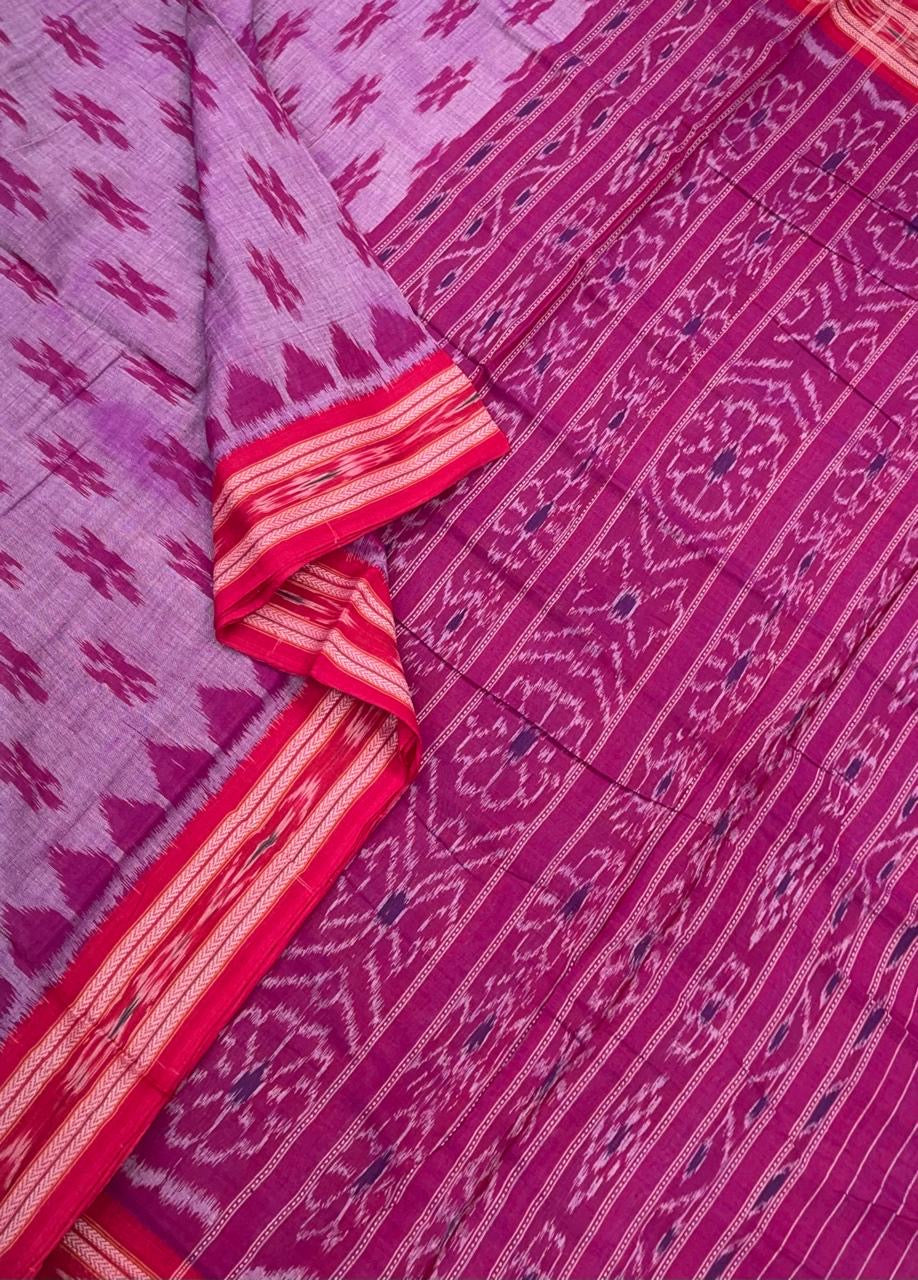 IKKAT soft cotton |thread border X ikkat |violet X red X pink