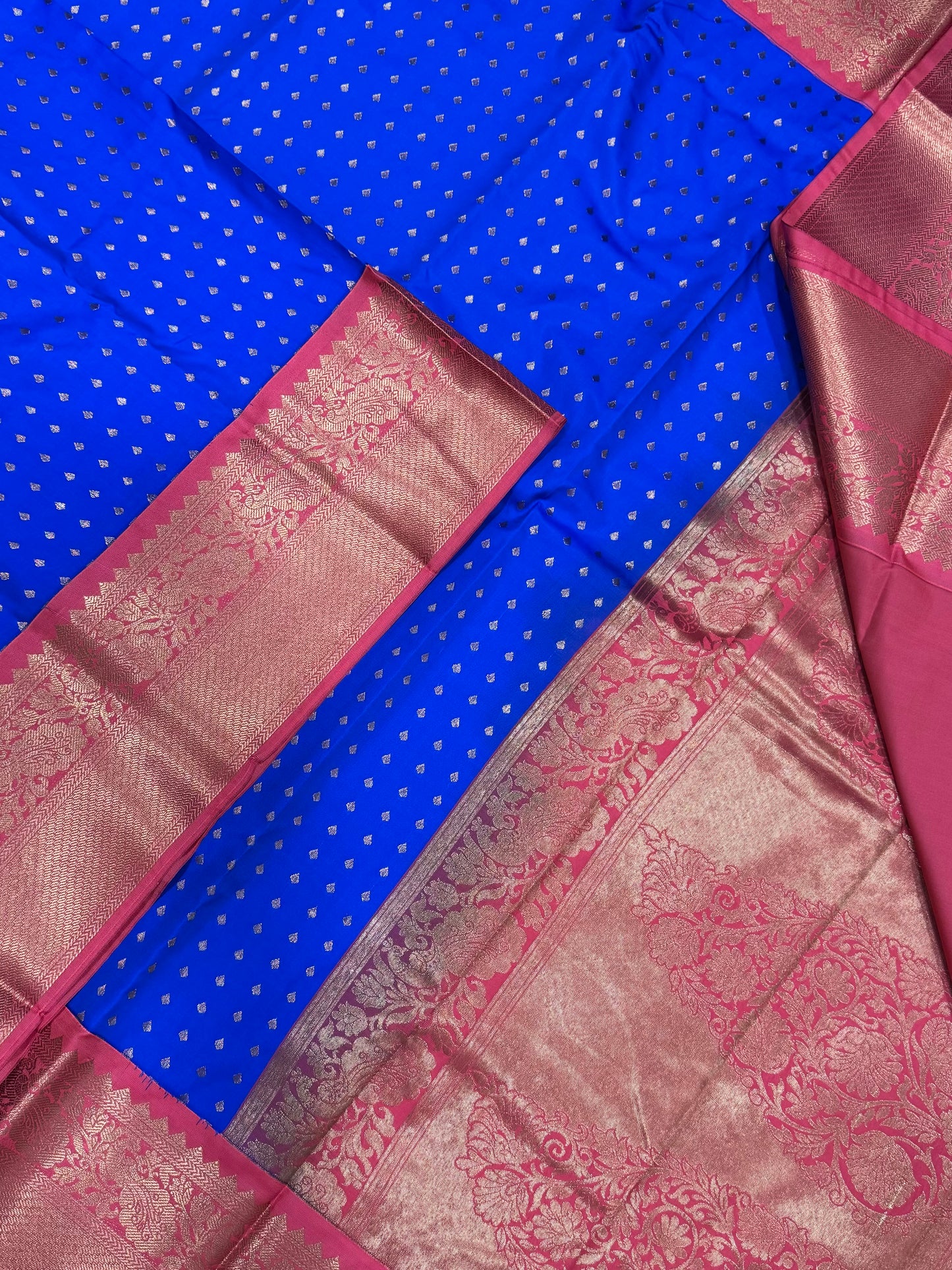 Vegan Silk Sarees Online | blue X peach pink