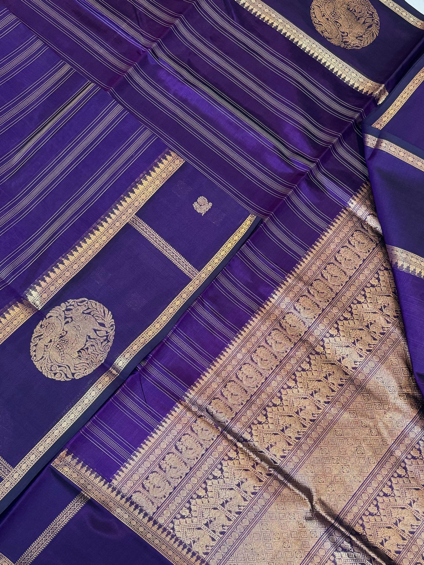 Kanchi Silk Cotton Sarees | thread veldhari X mayil x gomatha | violet