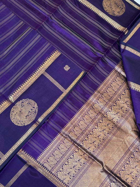 Kanchi Silk Cotton Sarees | thread veldhari X mayil x gomatha | violet