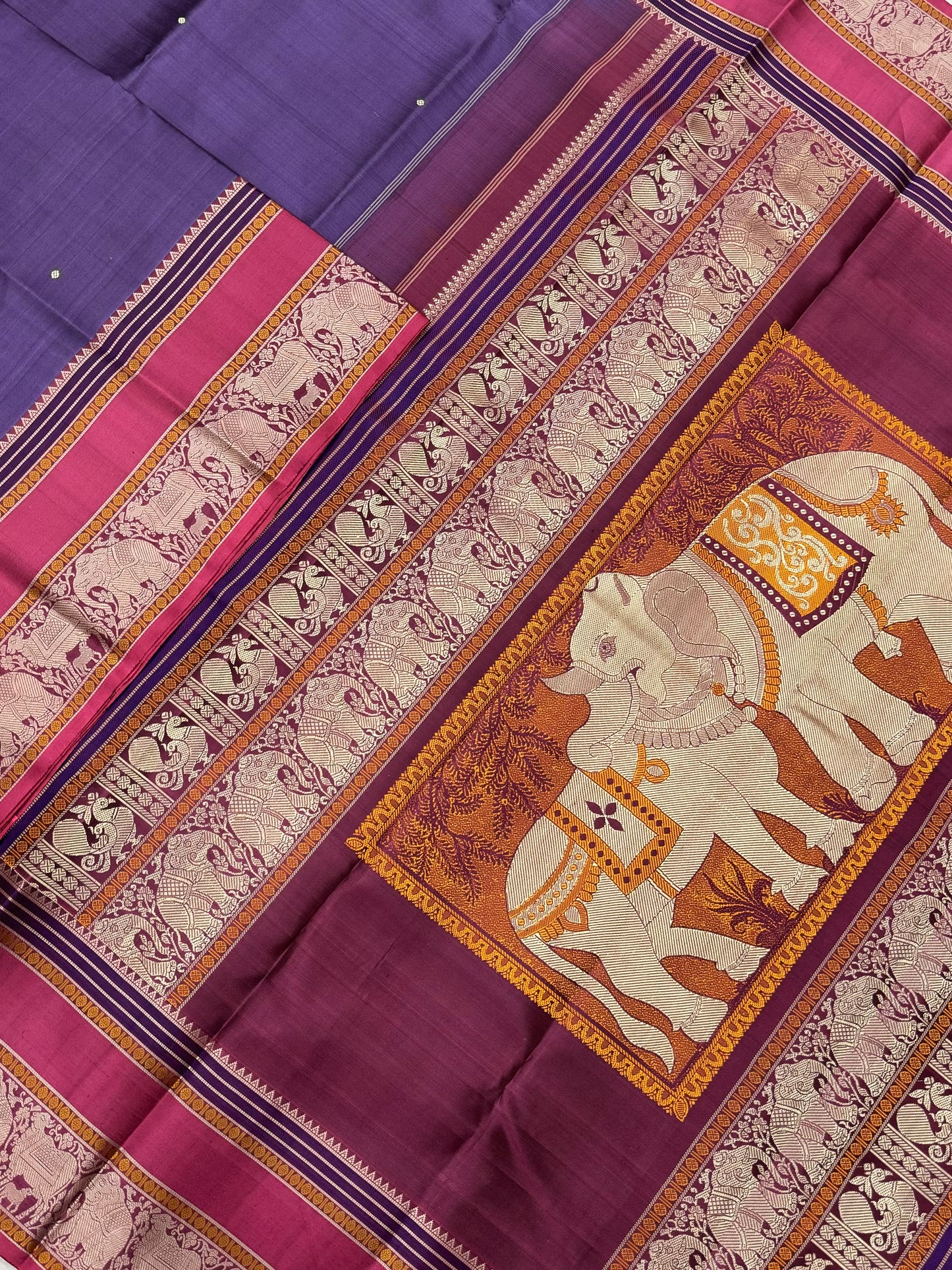 Pure Kanjivarams | zero zari | Rishaba kunjaram|lavendar X pink X burgandy | Handwoven luxury x 4 ply master weave | NKV35