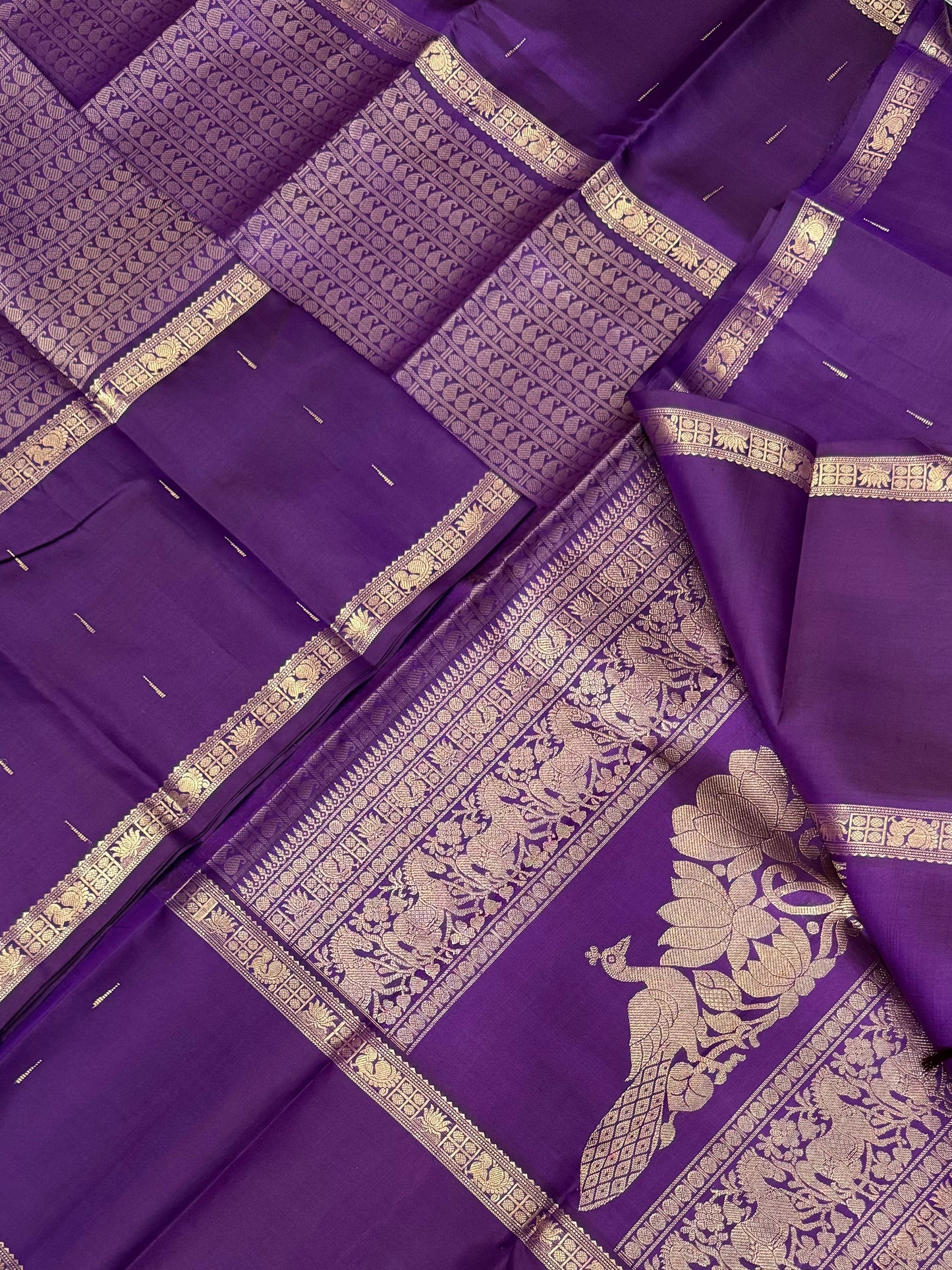 Pure Kanjivarams | zero zari & minimal Zari | varisaipet Xmuppagam |brinjal violet | Handwoven luxury x 4 ply master weave | NKV35