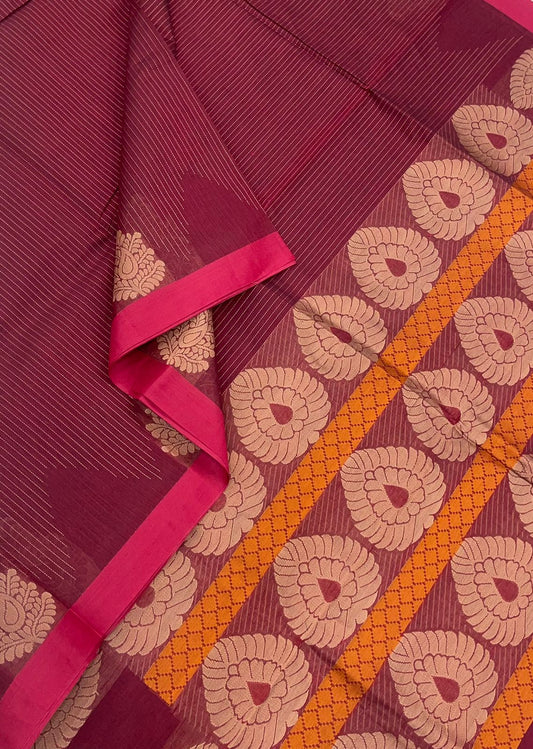Kovai cotton sarees | marron x pink