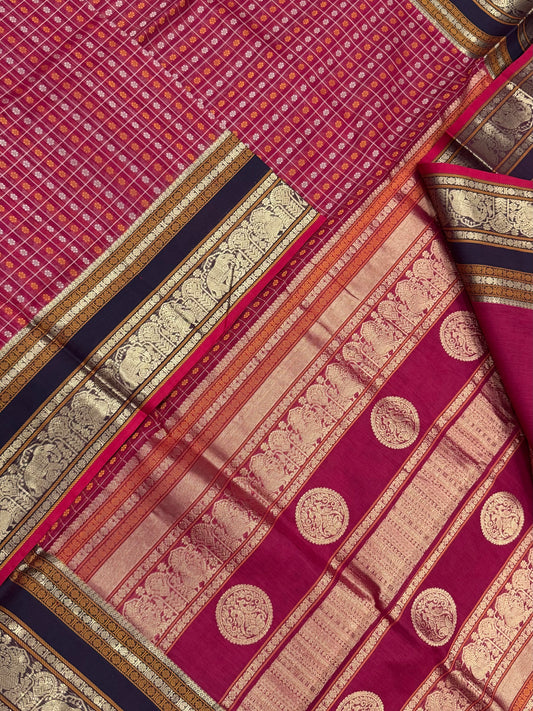 Kanchi Silk Cotton Sarees | 1000 butta  X rich zari pallu | red X aaraku