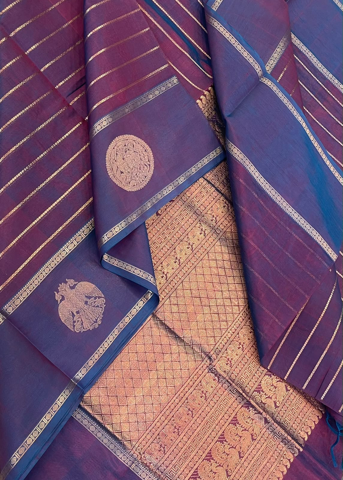Kanchi Silk Cotton Sarees | luxury silk cotton | veldhari X eruthalapakshi zari motif | dual tone burgundy