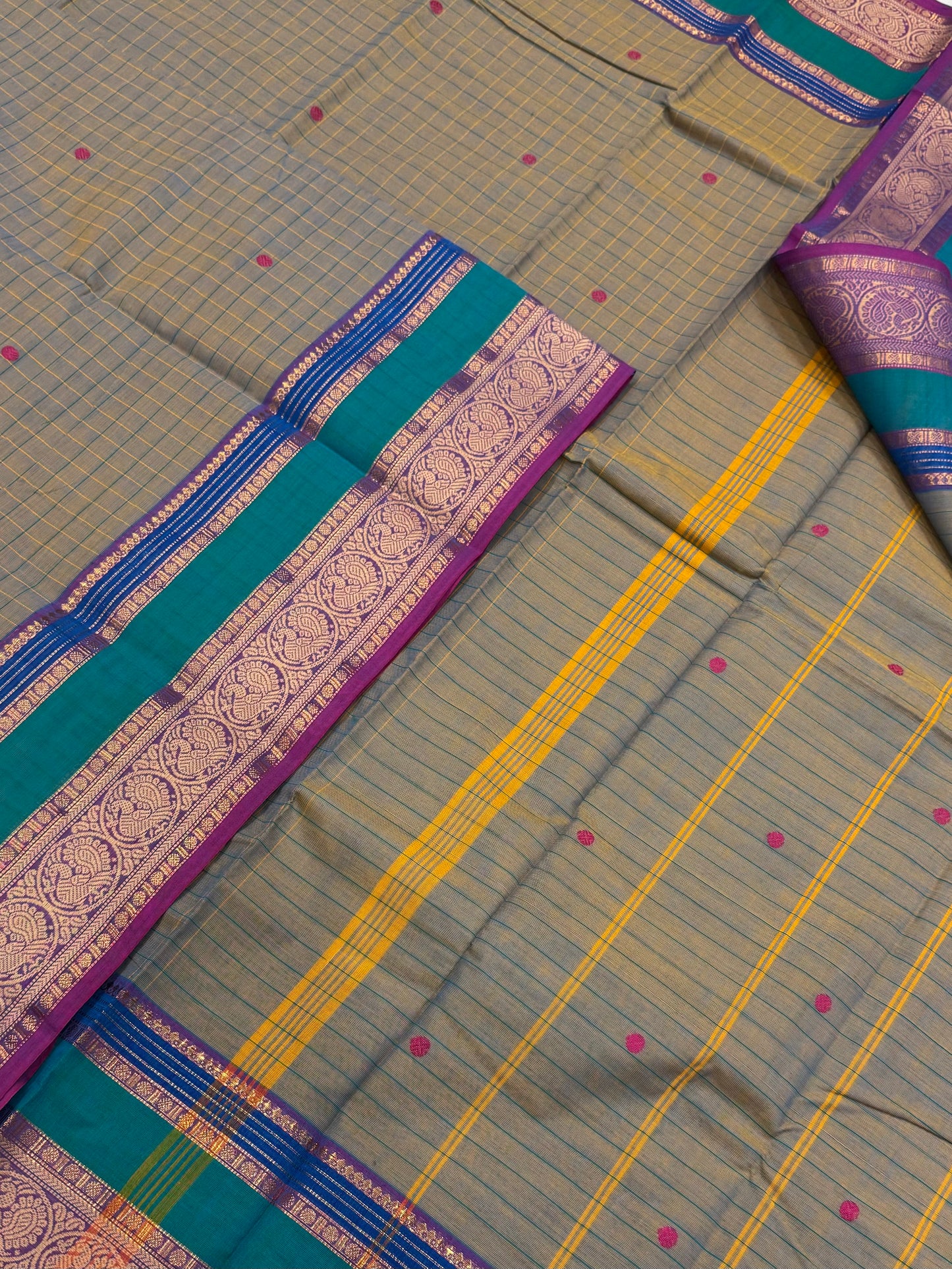 Kanchi soft cotton | two tone X thread border X kattam