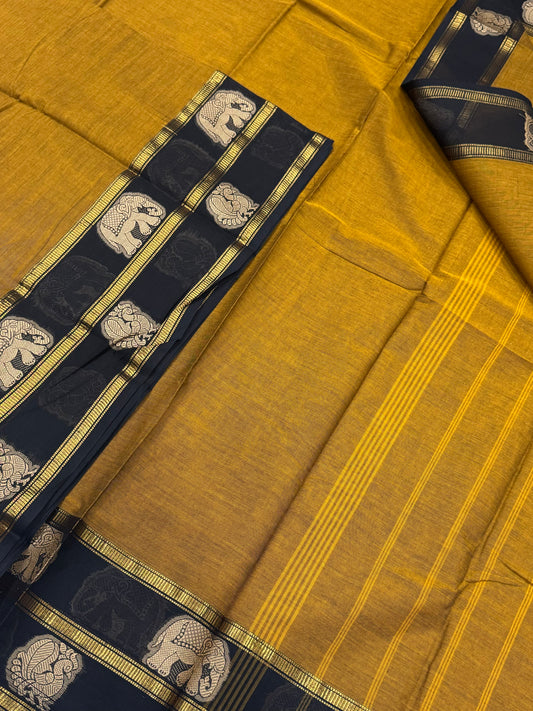 Kanchi soft cotton | mustard X black