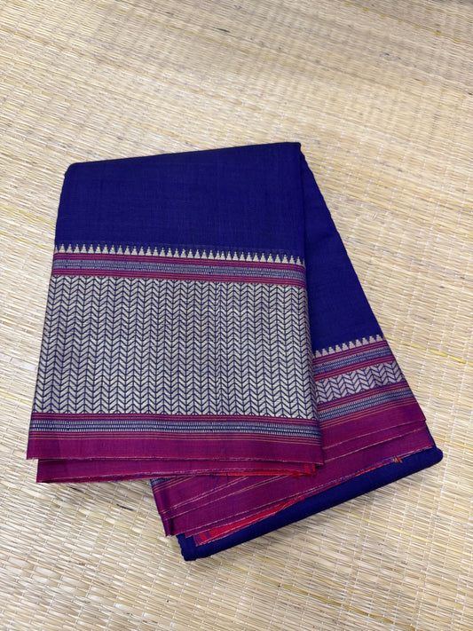 Narayanpet soft cottons |thread  border | violet X pink