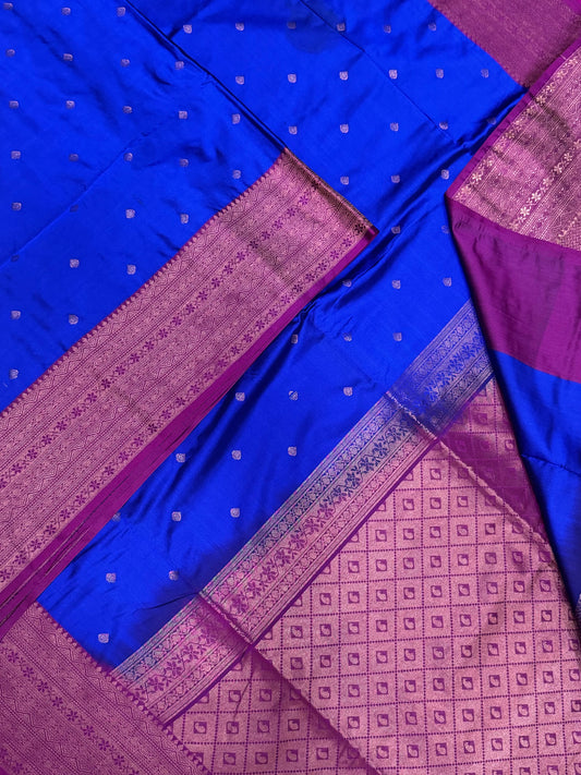 Vegan Silk Sarees Online | blue X pink