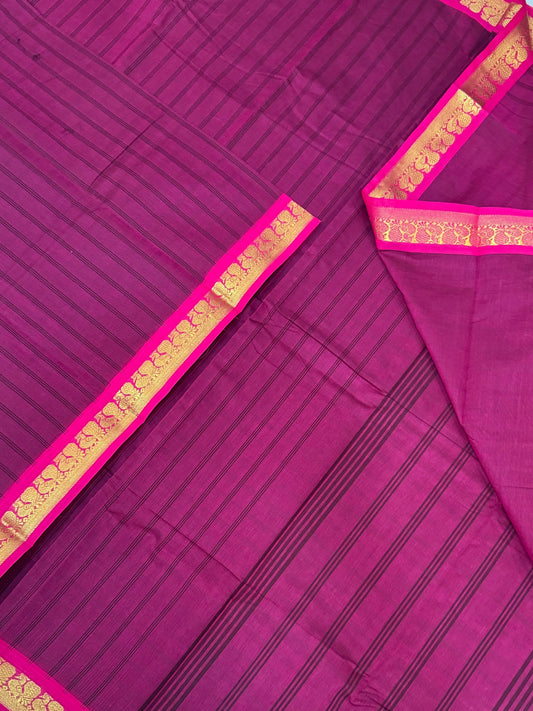 Kanchi soft cotton | Zari tiny border | dark pink x pink