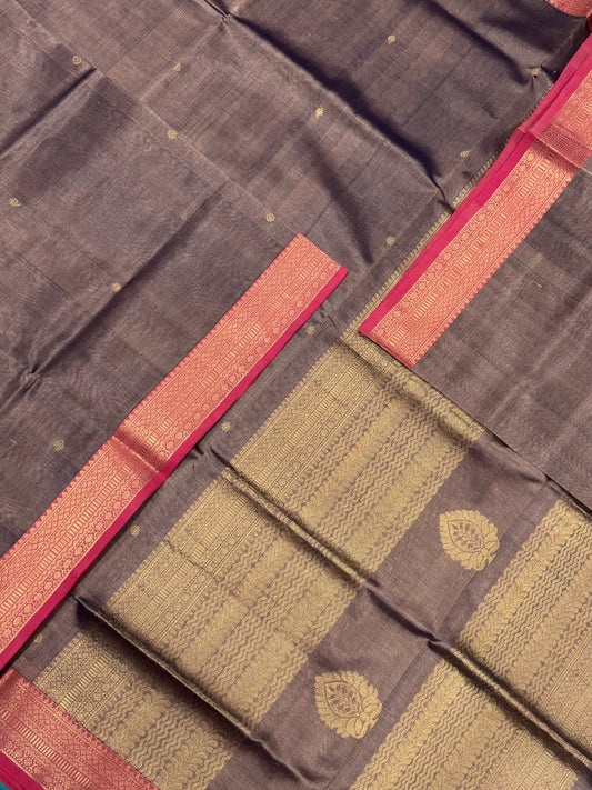 Kanchi Silk Cotton Sarees | twotone greyish pink