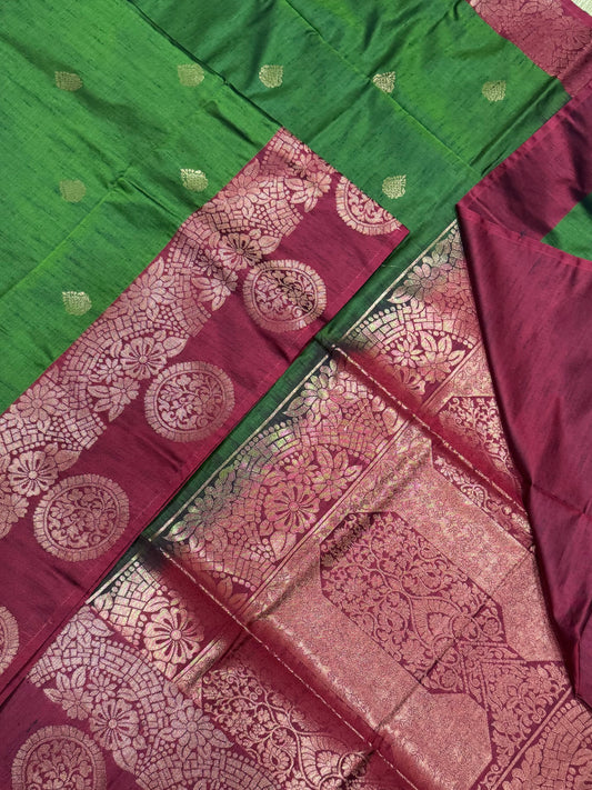 Vegan Silk Sarees Online | green x red