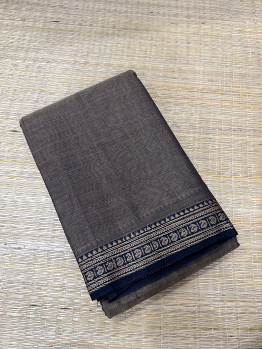 Narayanpet soft cottons | tiny thread border | grey X black