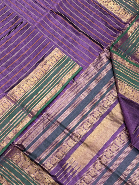 Kanchi Silk Cotton Sarees | luxury silk cotton | thread veldhari x Zari mayil border| lavendar X green