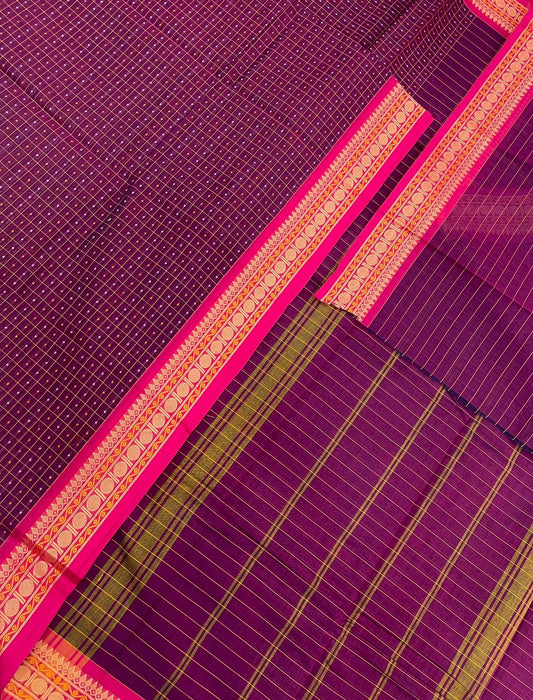 Kanchi soft cotton |tiny thread border  x  dark pink X pink | 1000 BUTTA