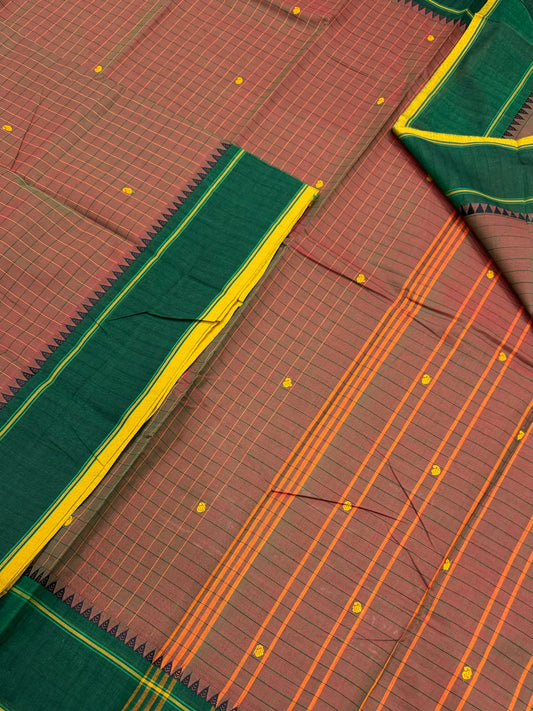 Kanchi soft cotton | maanthulir X dark green | thread kattam X thread border