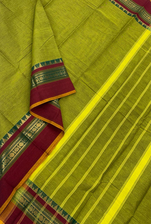 Kanchi soft cotton | green x aaraku | zari border