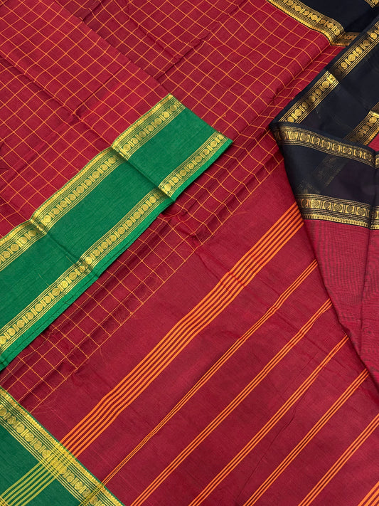 Kanchi soft cotton | red X ganga Jamuna border X  Zari retaipet border