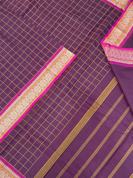 Kanchi soft cotton | dark pink X pink | thread kattam X thread border