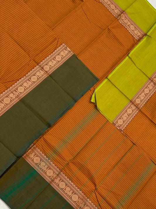 Kanchi soft cotton |thread woven |  pastel orange x ganga Jamuna