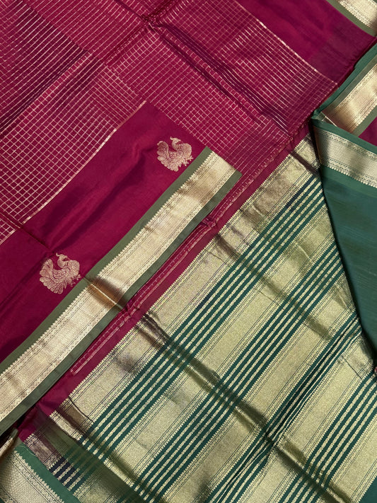 Kanchi Silk Cotton Sarees | kattam X mayil | red X green