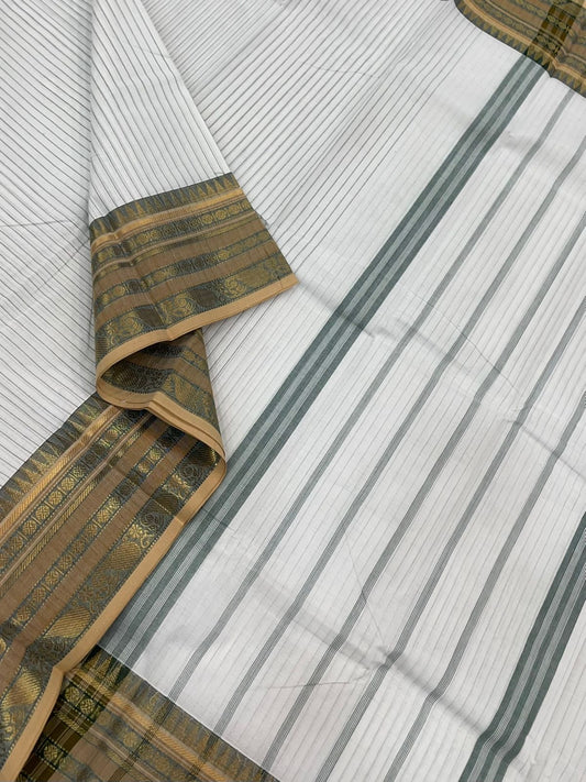 Kanchi soft cotton | white | zari border