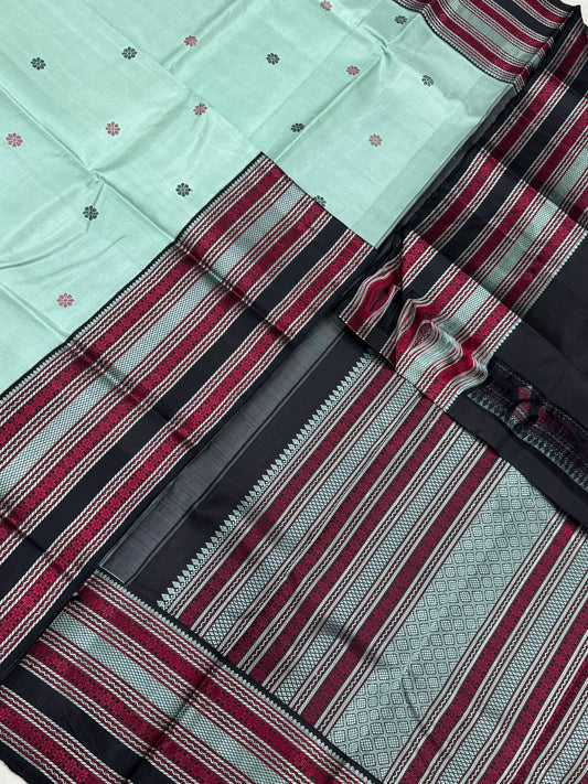 Pure Kanjivarams | teal X cherry pink X black | Handwoven luxury x 4 ply | korvai zero Zari