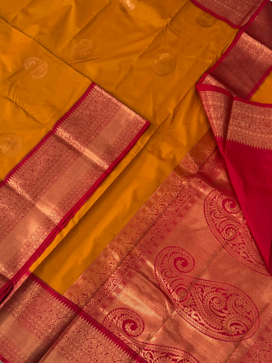 Vegan Silk Sarees Online | manjal X red