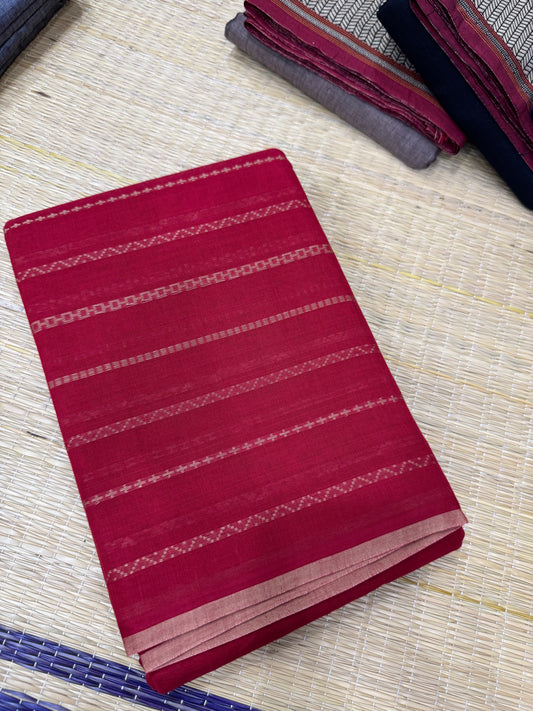 Narayanpet soft cottons |veldhari x BORDERLESS | red X beige