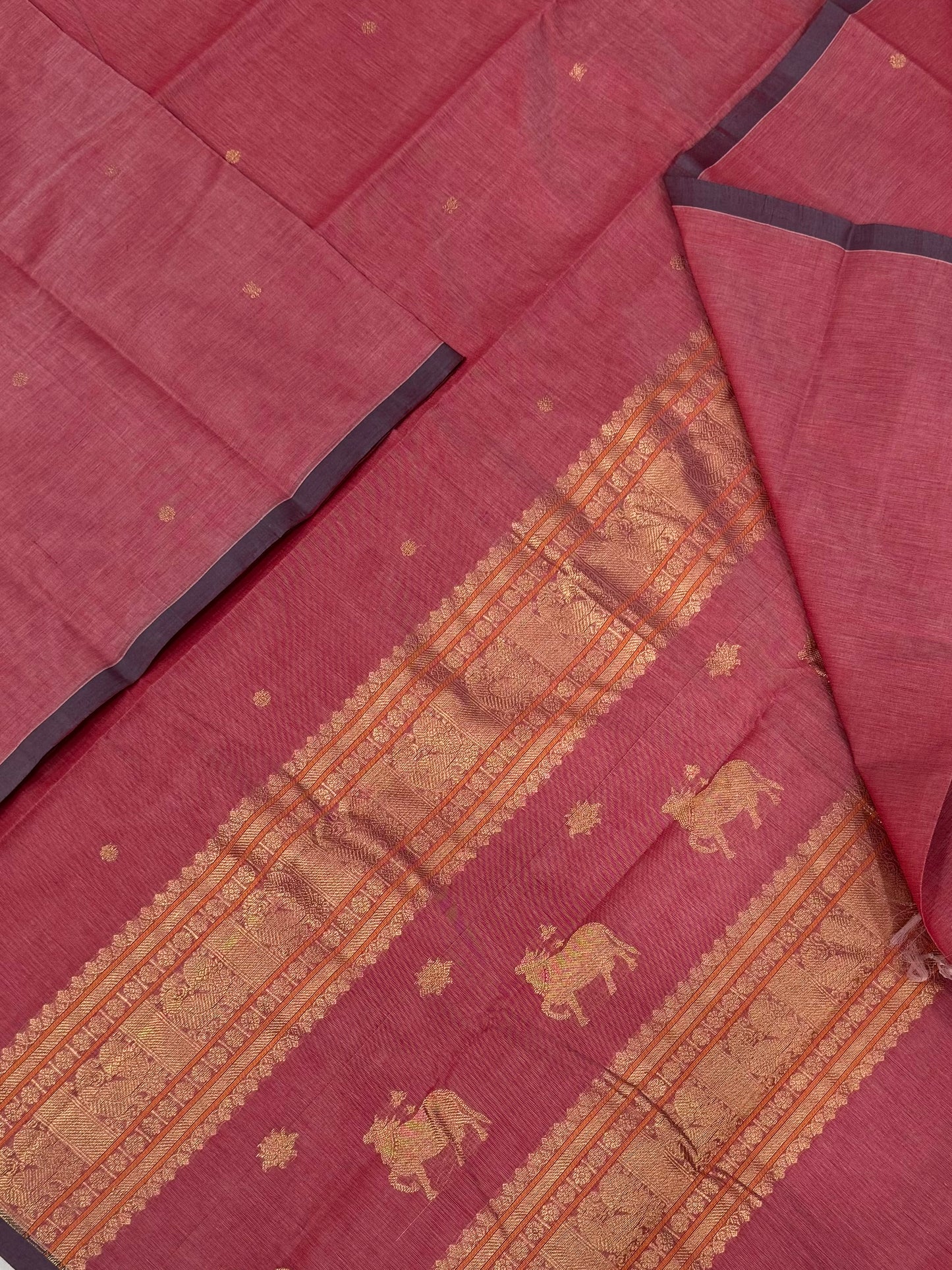 Pure Handloom Kanchi rich Cotton Saree | pichwai Pallu| pastel pink