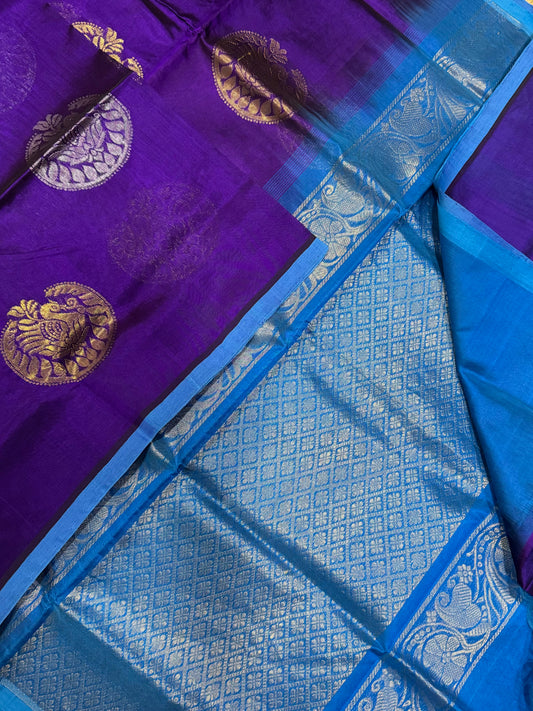 Kanchi Silk Cotton Sarees | silk cotton | royal violet X blue