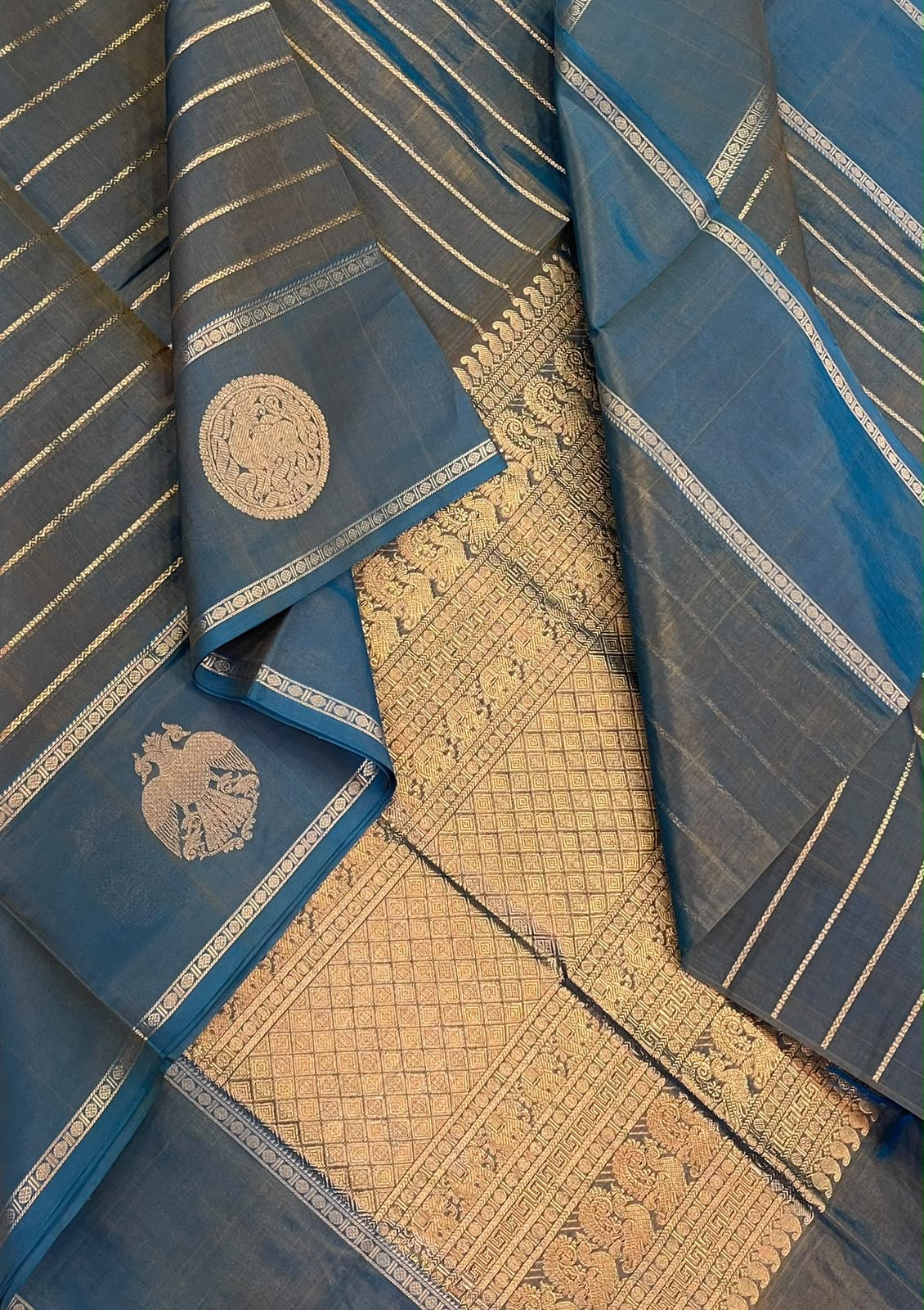Kanchi Silk Cotton Sarees | luxury silk cotton | veldhari X eruthalapakshi zari motif | dual blue