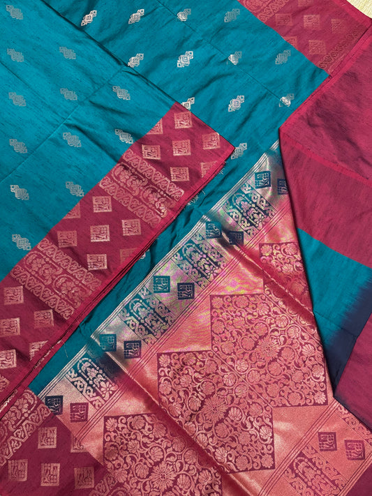 Vegan Silk Sarees Online | green X red