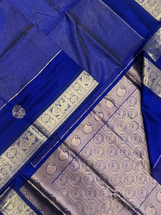 Kanchi Silk Cotton Sarees | luxury silk cotton | VAIRAOOSI muthukattam X mango | royal blue x blue NKV37
