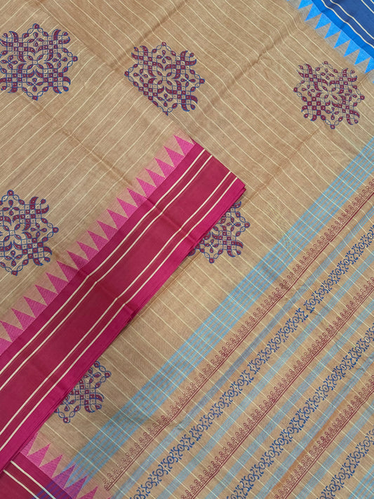 Kanchi soft cotton | ganga Jamuna x kolam | thread border