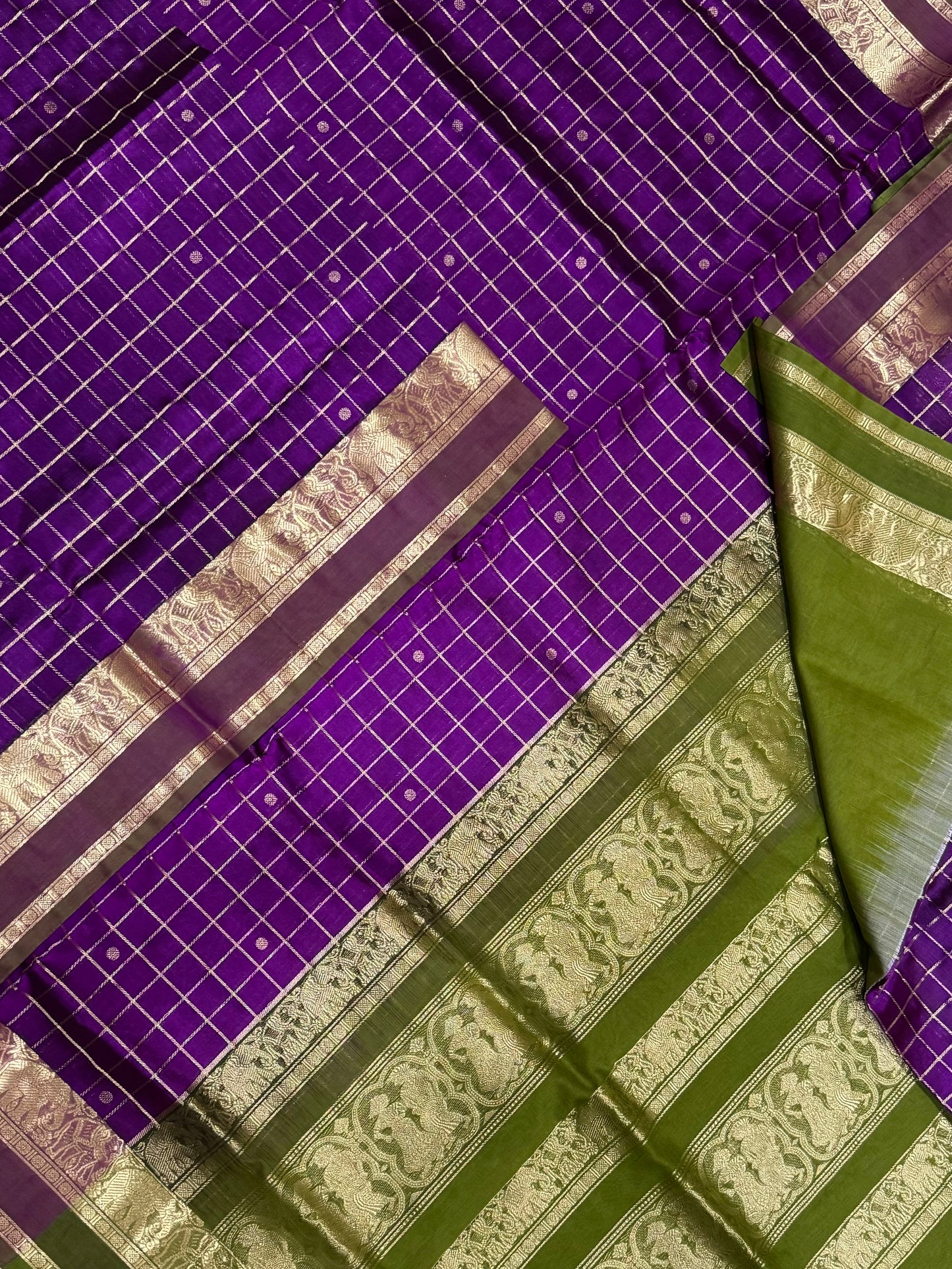 kanchi luxury silk cotton | kattam X butta | majanta x green