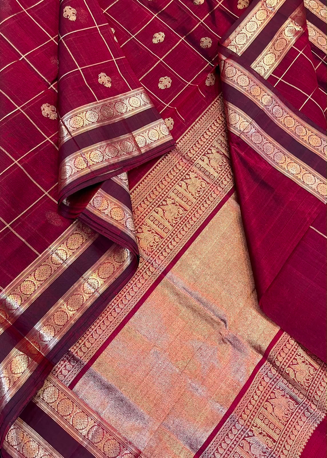 Kanchi Silk Cotton Sarees | luxury silk cotton | Zari kattam X eruthalapakshi | marron
