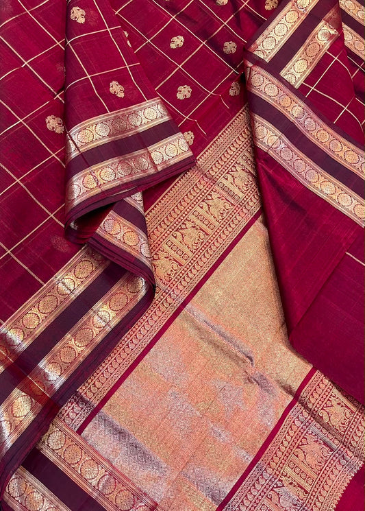 Kanchi Silk Cotton Sarees | luxury silk cotton | Zari kattam X eruthalapakshi | marron