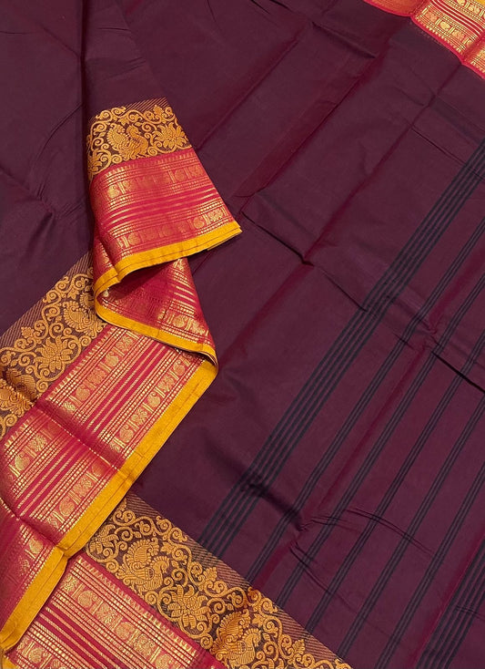 Kanchi soft cotton | aaraku x Manjal | zari border