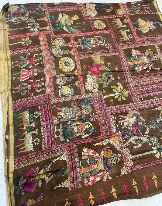 Ponduru soft Cotton | storytelling saree | brown |NKV27