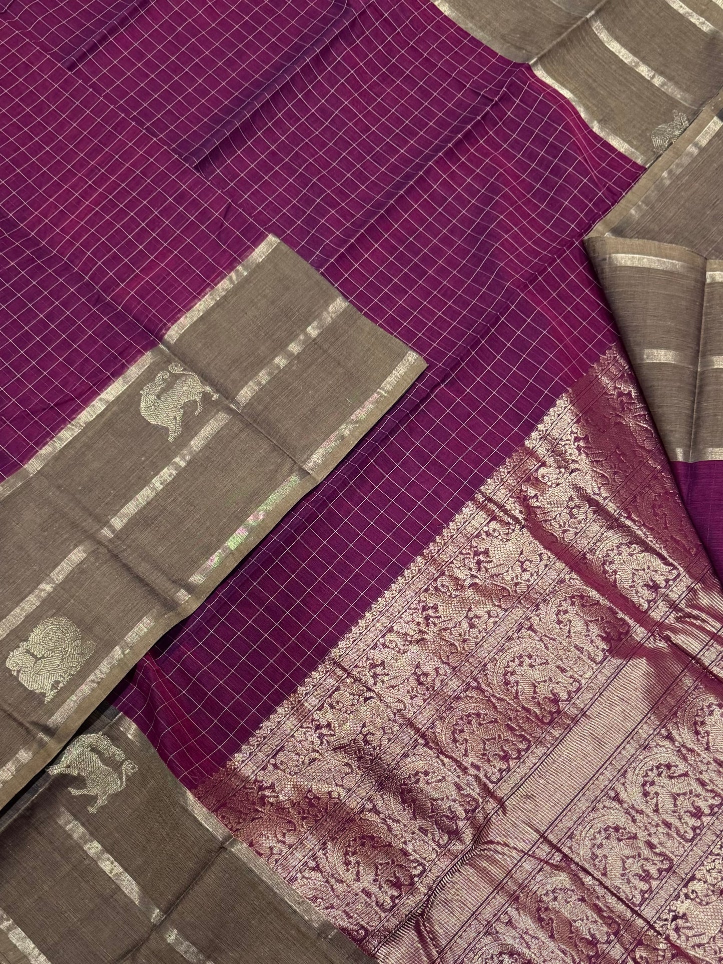 Pure Handloom Kanchi rich Cotton Saree | thread woven X  kattam | aaraku X mustard | intricate rich thread woven Pallu & borders