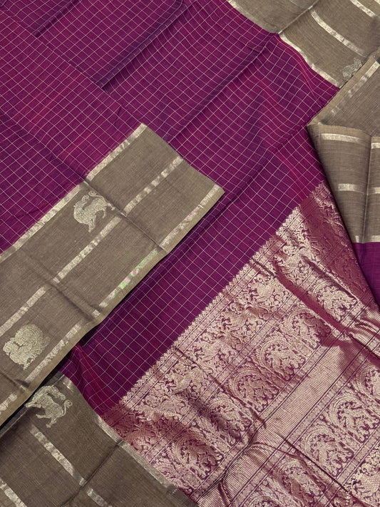Pure Handloom Kanchi rich Cotton Saree | thread woven X  kattam | aaraku X mustard | intricate rich thread woven Pallu & borders