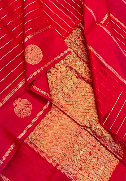 Kanchi Silk Cotton Sarees | luxury silk cotton | veldhari X eruthalapakshi zari motif | red