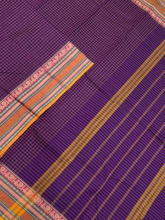 Kanchi soft cotton | violet x orange | thread border