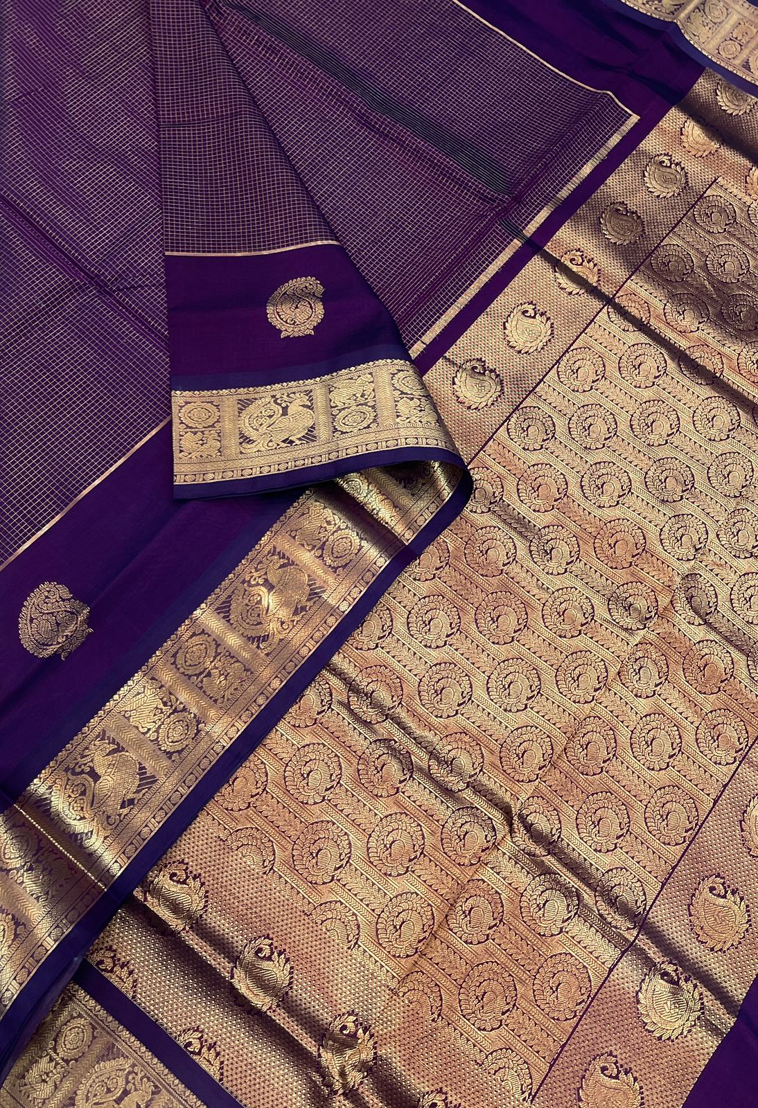 Kanchi Silk Cotton Sarees | luxury silk cotton | vairaoosi muthukattam x dark Violet | NKV37