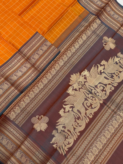 Pure Kanjivarams | zero zari | kattam X sorgavasal pallu |manjal x two tone | Handwoven luxury x 4 ply master weave | NKV35