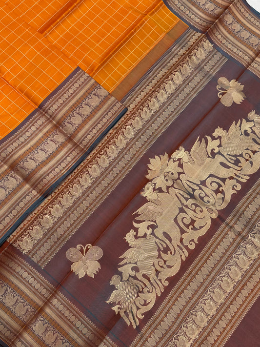Pure Kanjivarams | zero zari | kattam X sorgavasal pallu |manjal x two tone | Handwoven luxury x 4 ply master weave | NKV35